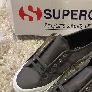 Grey nylon superga shoes